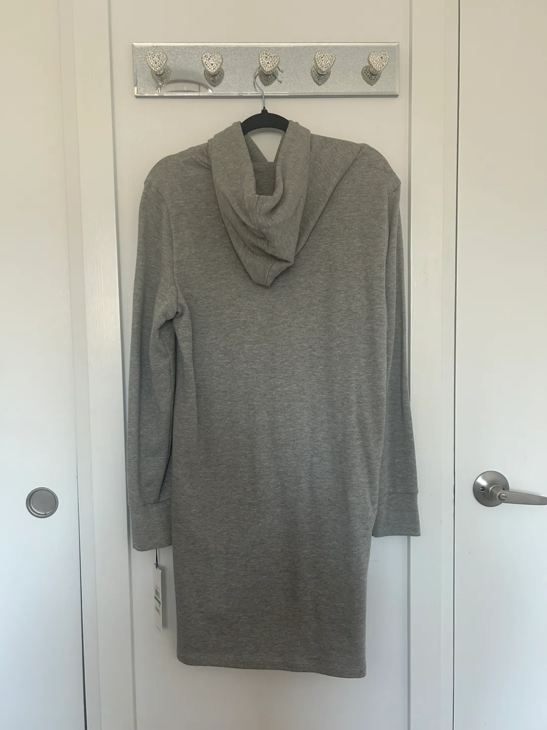 Calvin Klein Grey Hoodie Dress Sz L Rhinestone Detail image indicator(2)