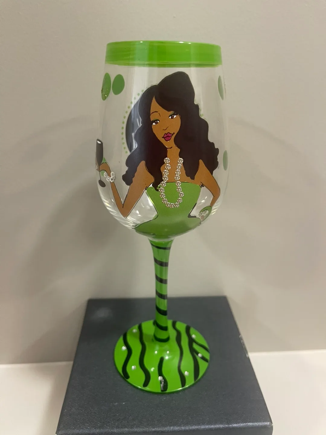 ***REDUCED*** Hand-painted Wine Glass - Girl You Look Good! image indicator(2)