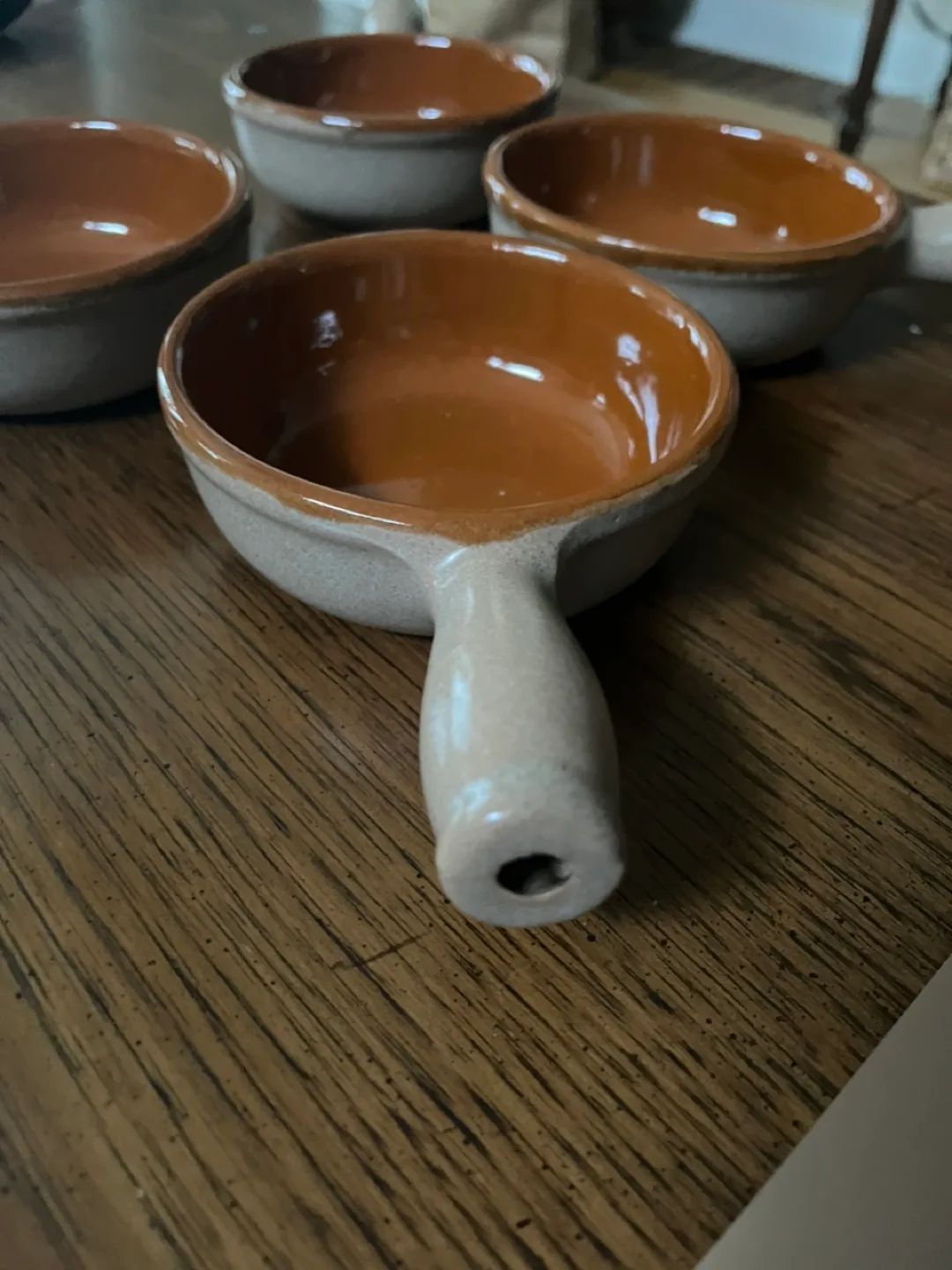 🧡❤️Set of 4 vintage stoneware French onion soup bowls image indicator(2)