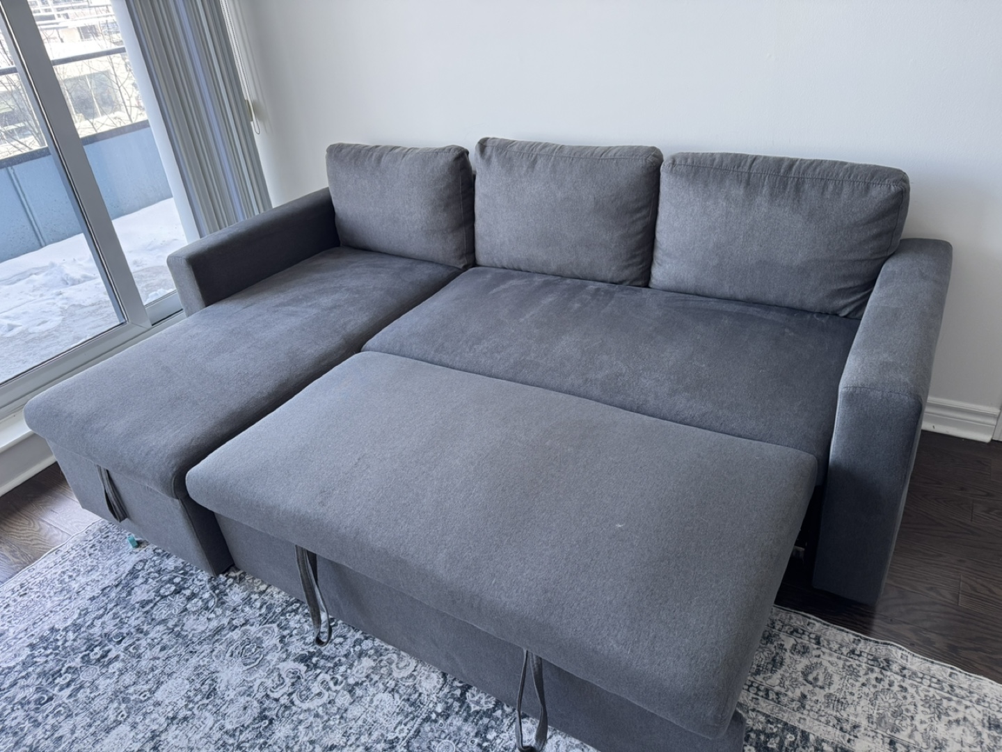 Grey Sectional Sofa with Pull-Out Sleeper - photo 2