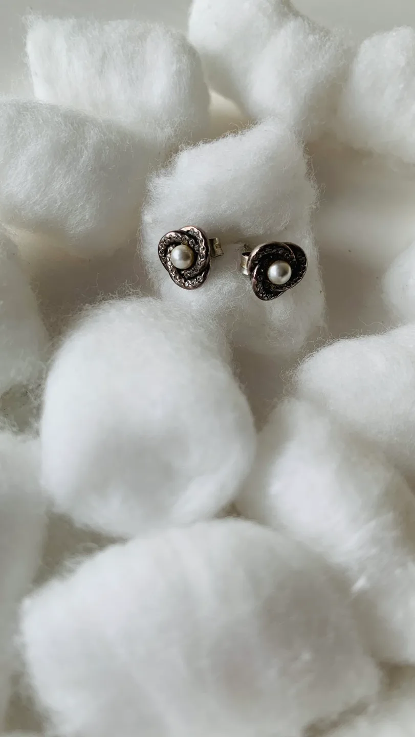 Pandora Cultured Pearls Sterling Silver Encircled Earrings image indicator(2)