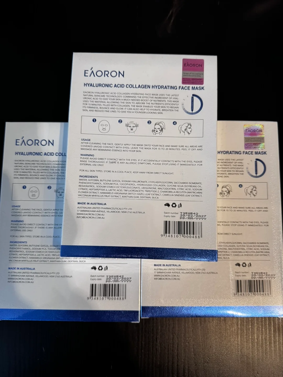 3 x Eáoron Hyaluronic Acid Collagen Hydrating Face Masks image indicator(2)