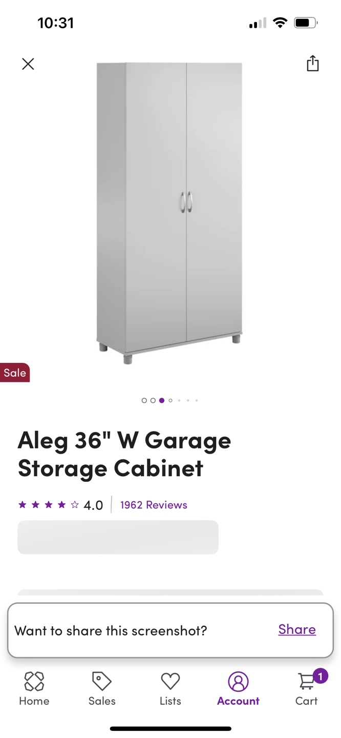 Aleg 36" W Garage Storage Cabinet - Grey - photo 2