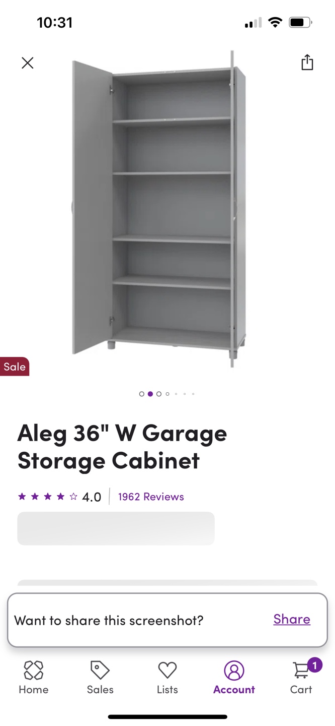 Aleg 36" W Garage Storage Cabinet - Grey - photo 3