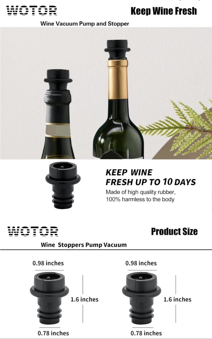 Rotor Vacuum Wine Pump with 4 Stoppers