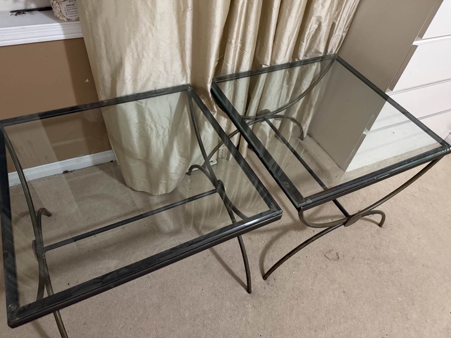 Pair of Glass Top Accent Tables - photo 3