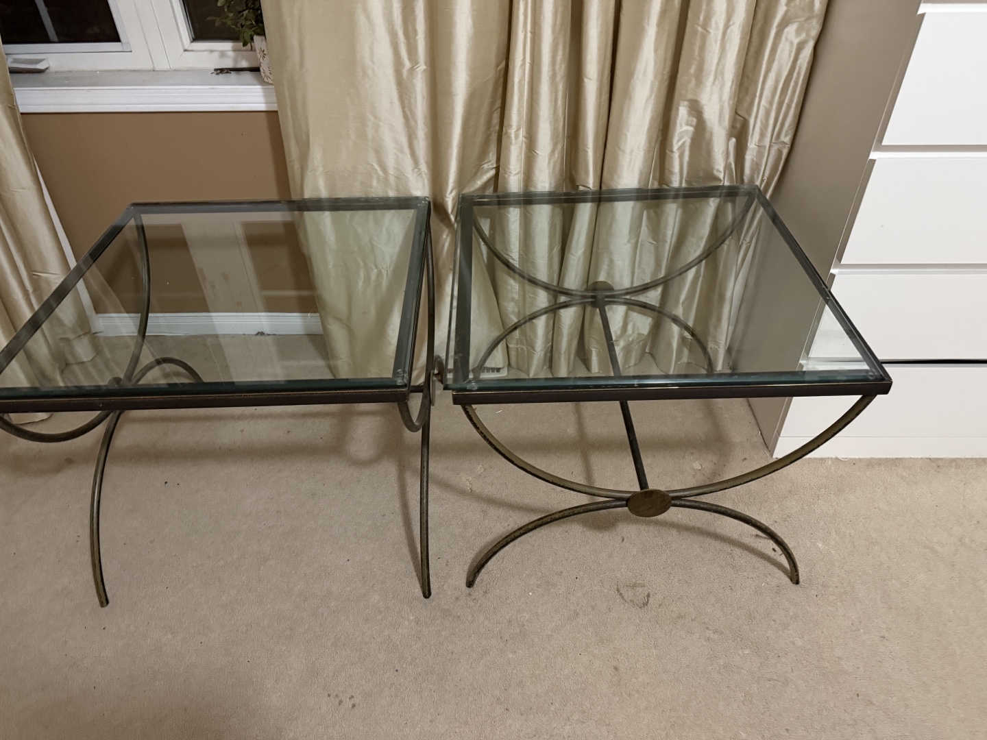Pair of Glass Top Accent Tables