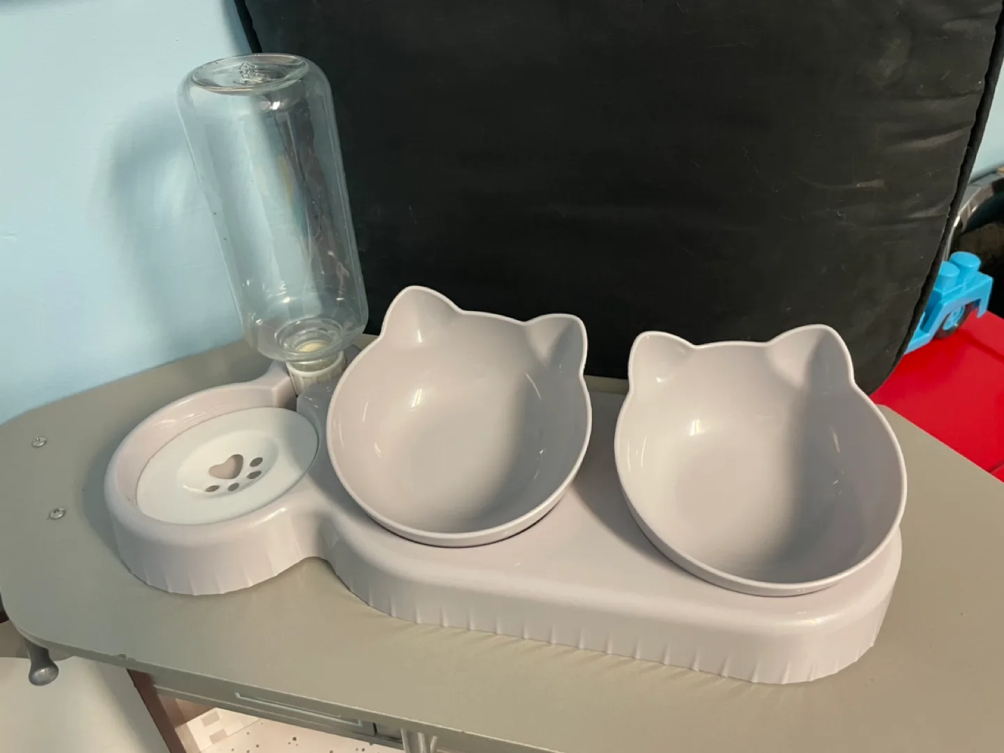 Pet Cat Bowl Feeder with Water Dispenser image indicator(2)