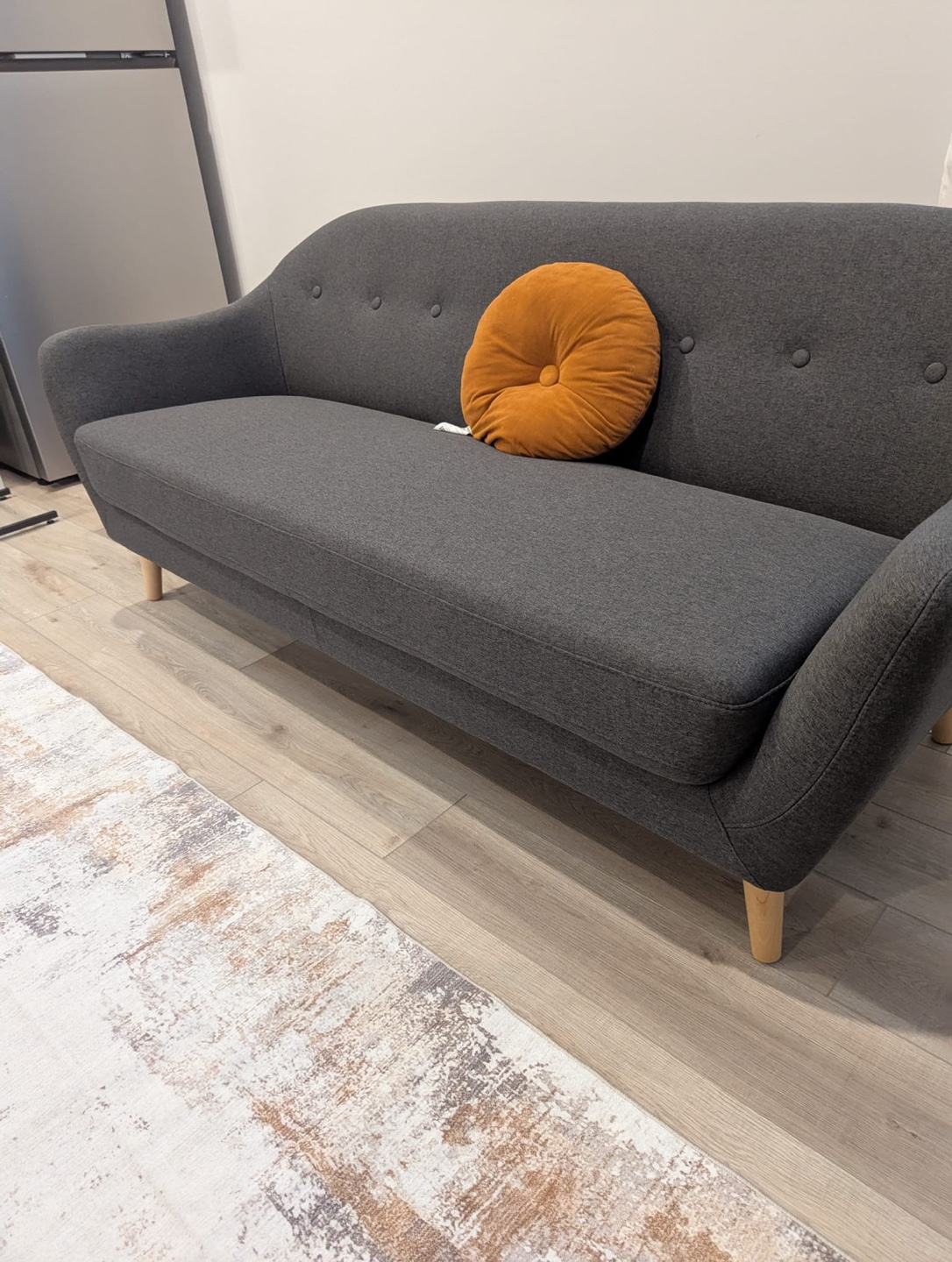 Grey Sofa with Button Tufting