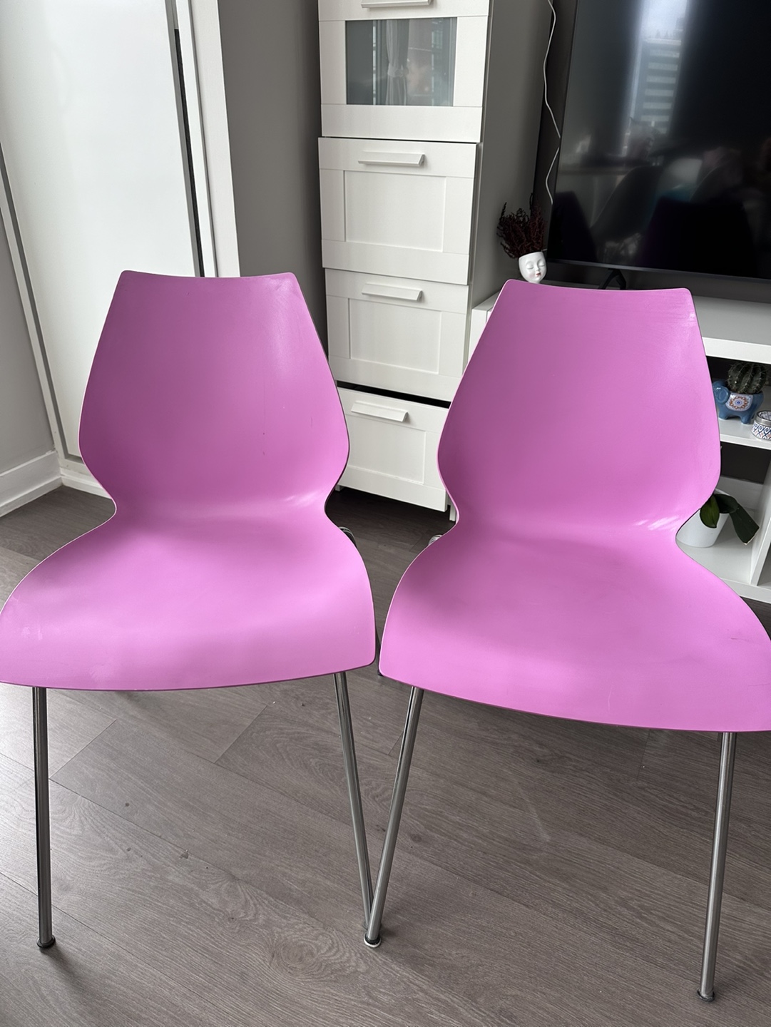 Pair of Pink Modern Dining Chairs