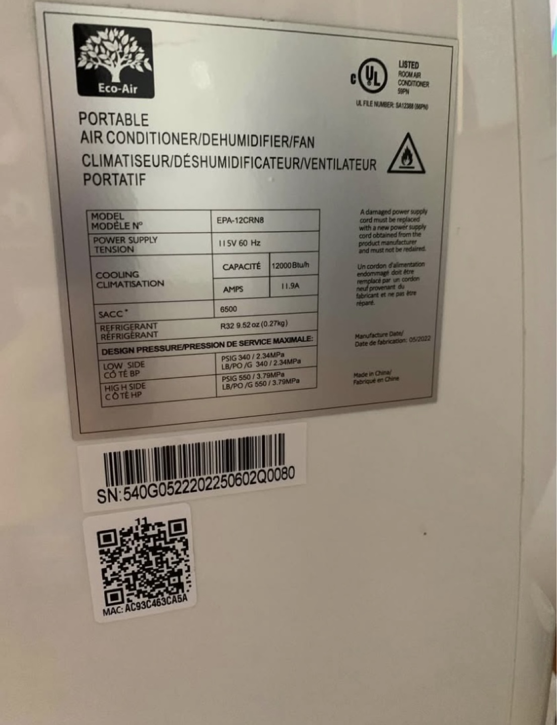 Eco-Air 12000 BTU Portable Air Conditioner with Wifi - photo 4