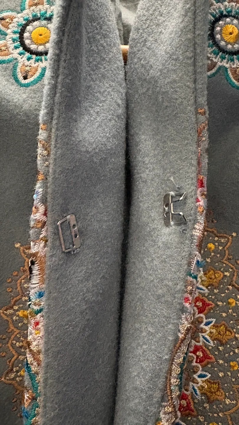 Gorgeous Hand Embroidery 50% Wool Coat - NEW - Size M image indicator(8)