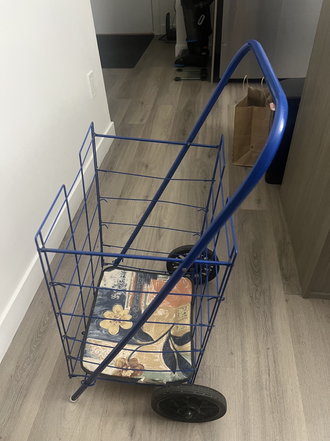 Blue Metal Shopping Cart with Padded Bottom - photo 4