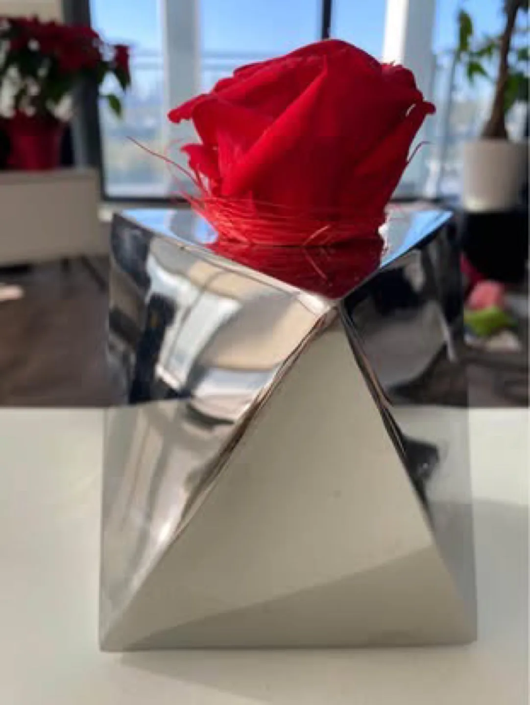 Forever Rose in Modern Silver Geometric Holder image indicator(4)