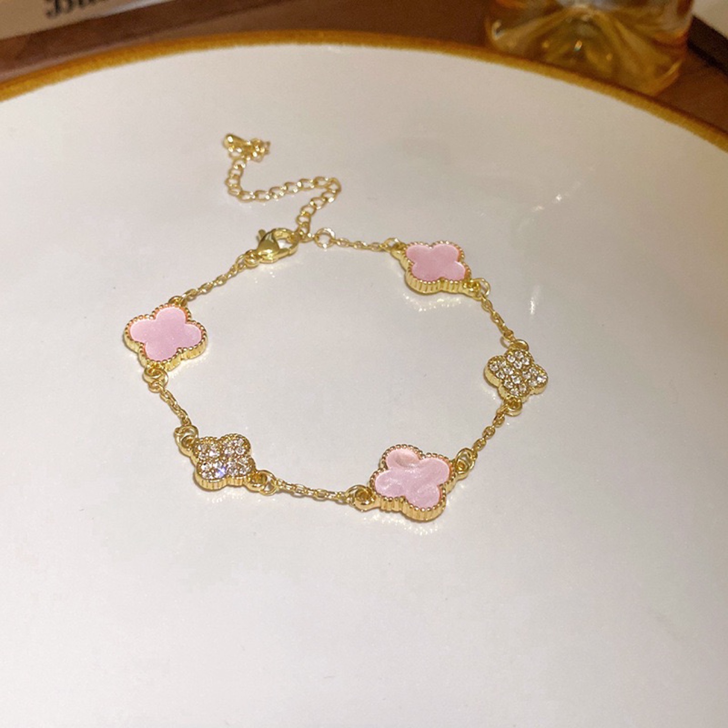 Pink & Gold Clover Bracelet - photo 3