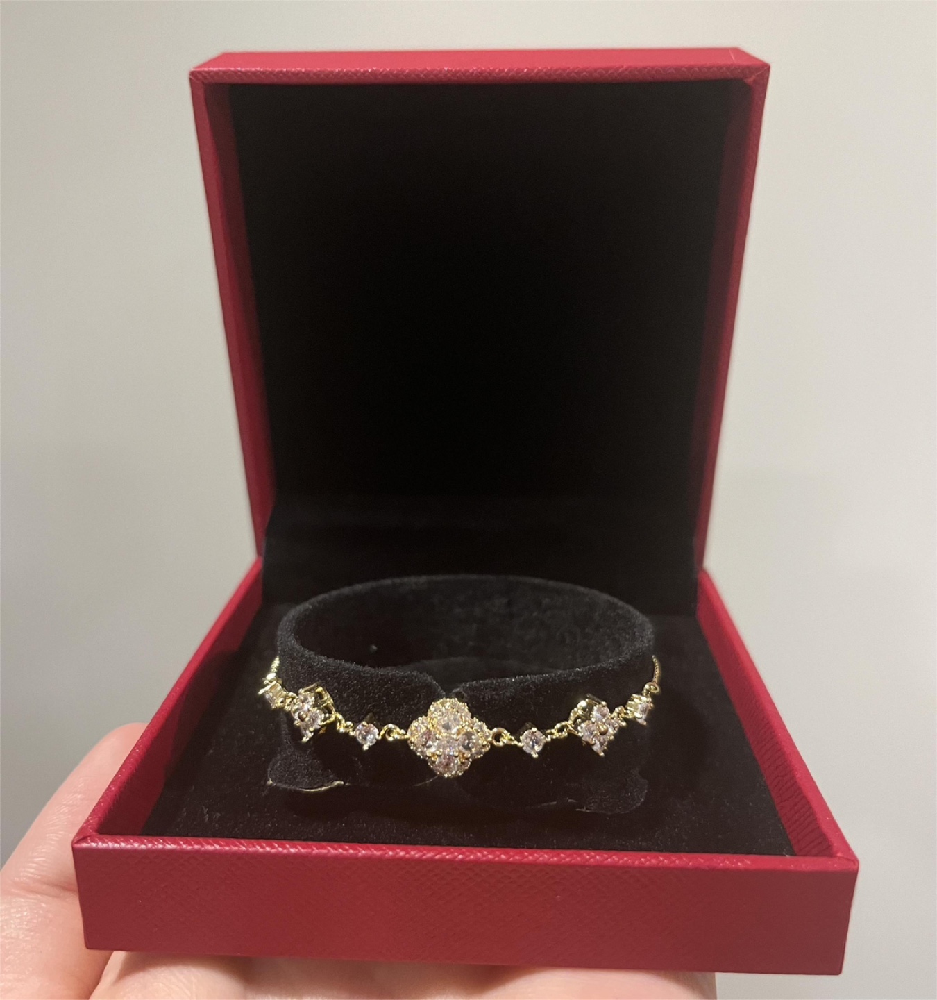 Adjustable Gold Plated Bracelet with Cubic Zirconia - photo 2