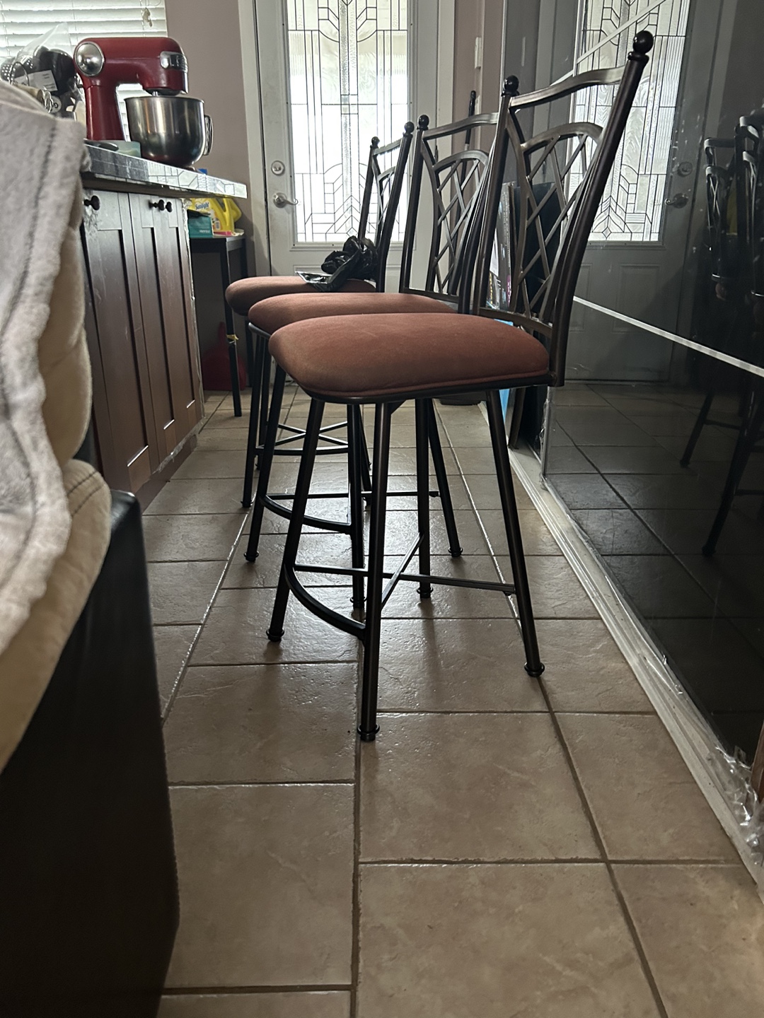 Set of three brown bar stools - photo 3