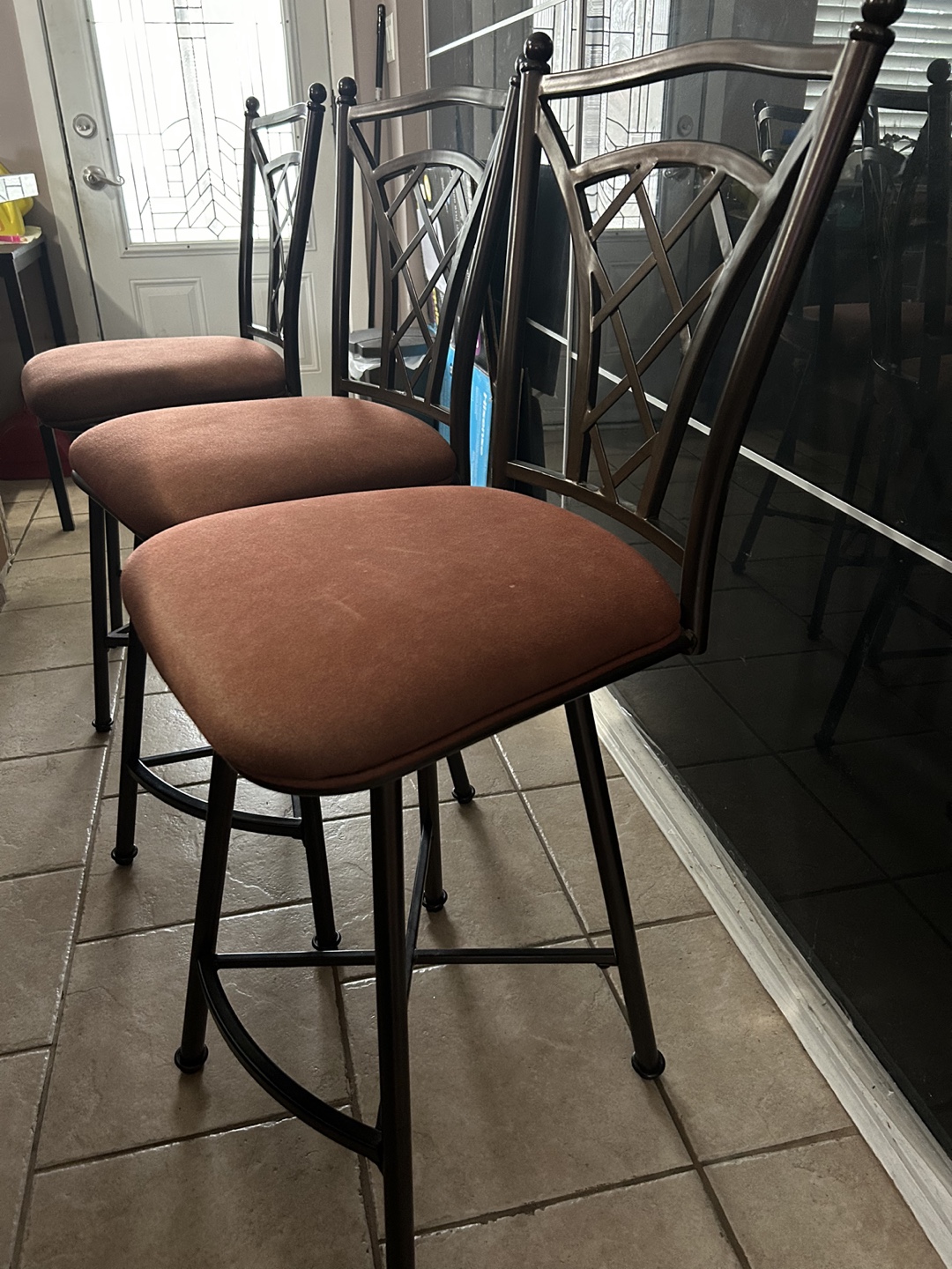 Set of three brown bar stools - photo 2