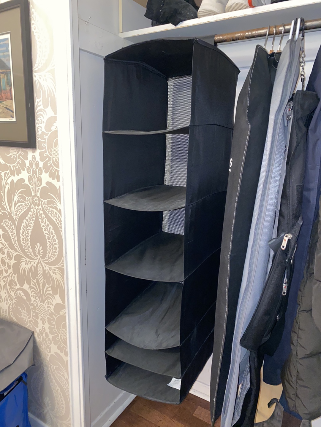 [Moving Sale] Black Fabric Hanging Closet Organiser