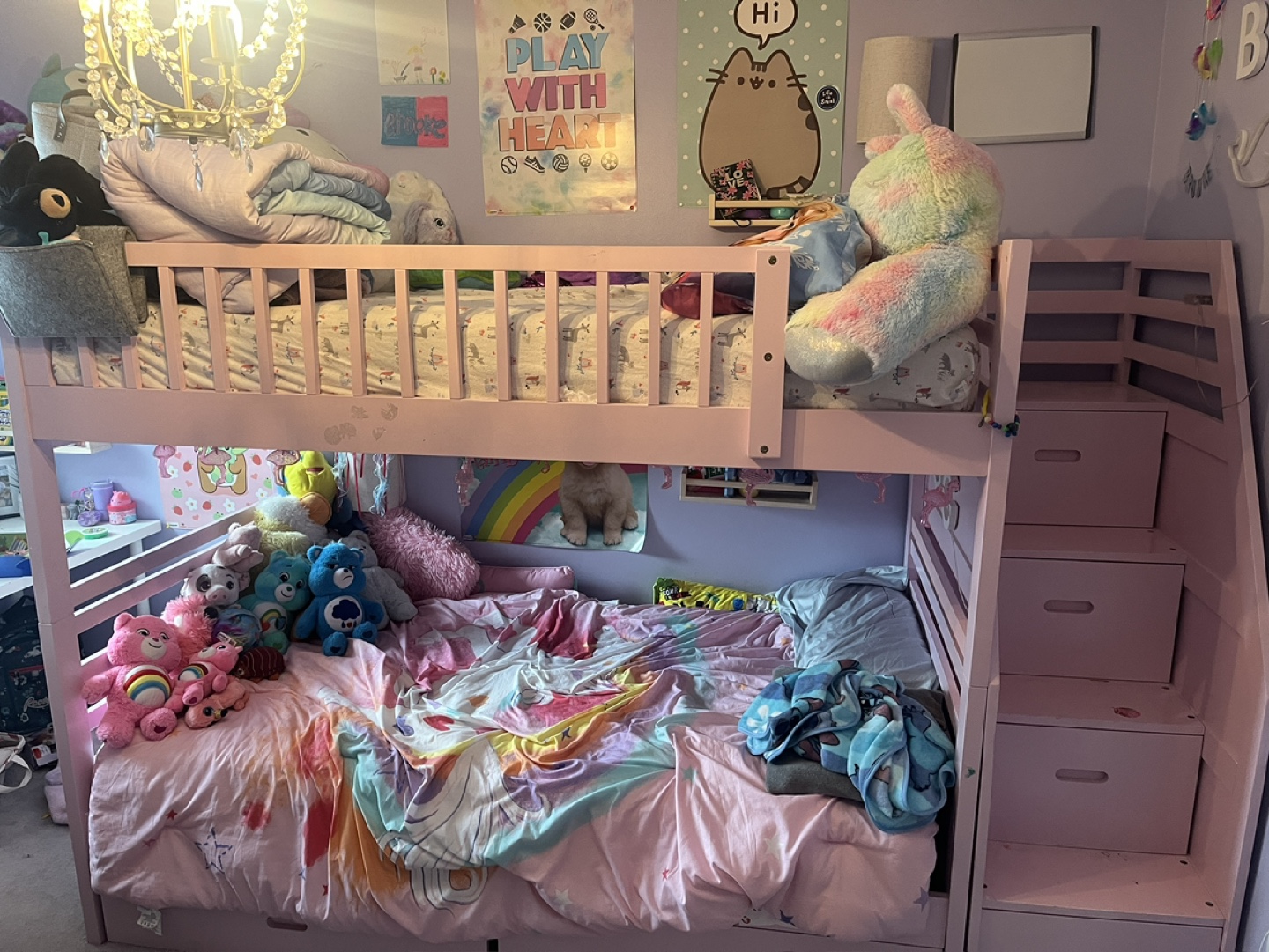 Pink Bunk Bed with Storage