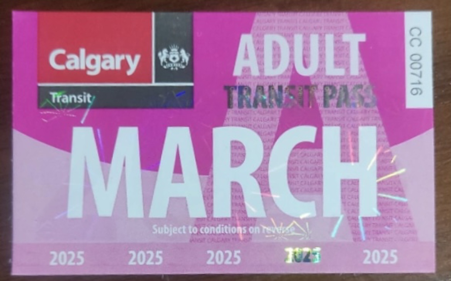 March adult transit pass