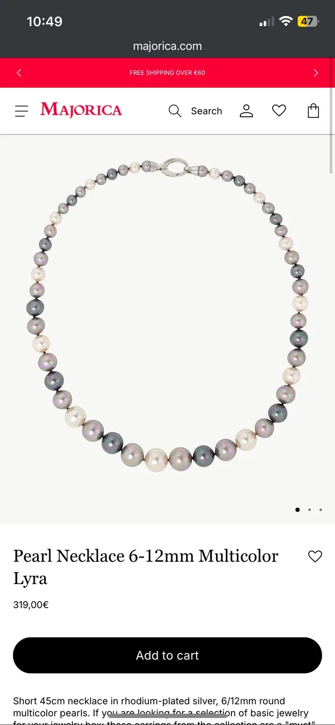 Majorica Pearl Necklace - Multicolor 6-12mm image indicator(5)