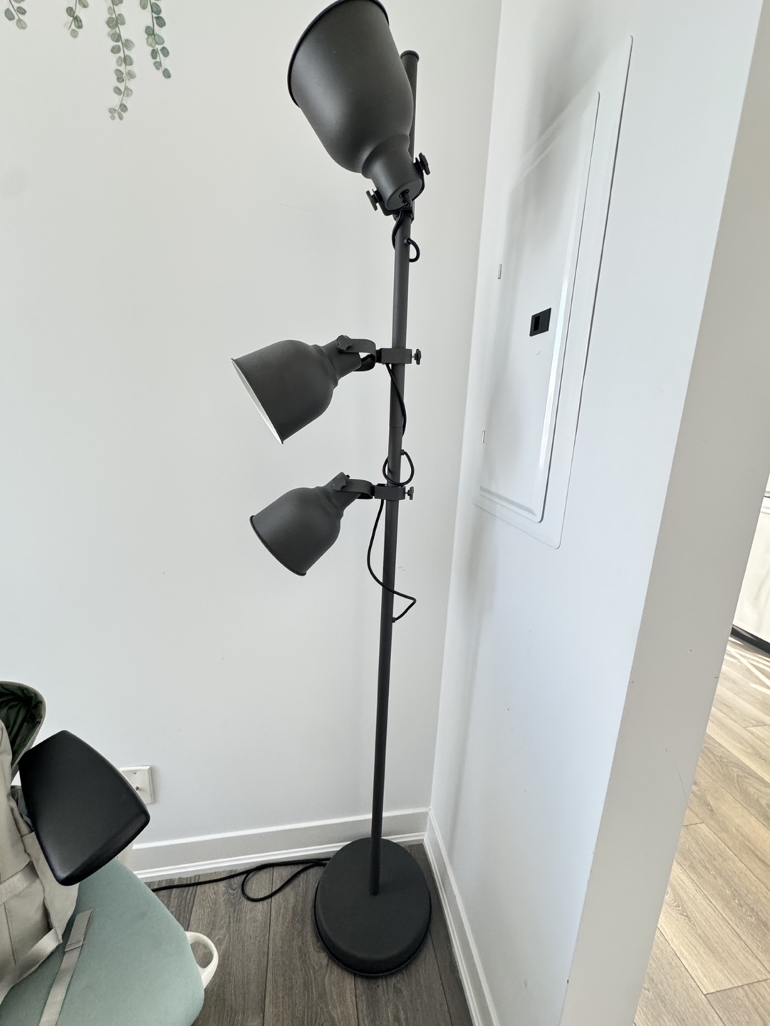 Black Tripod Floor Lamp with Three Adjustable Lampshades