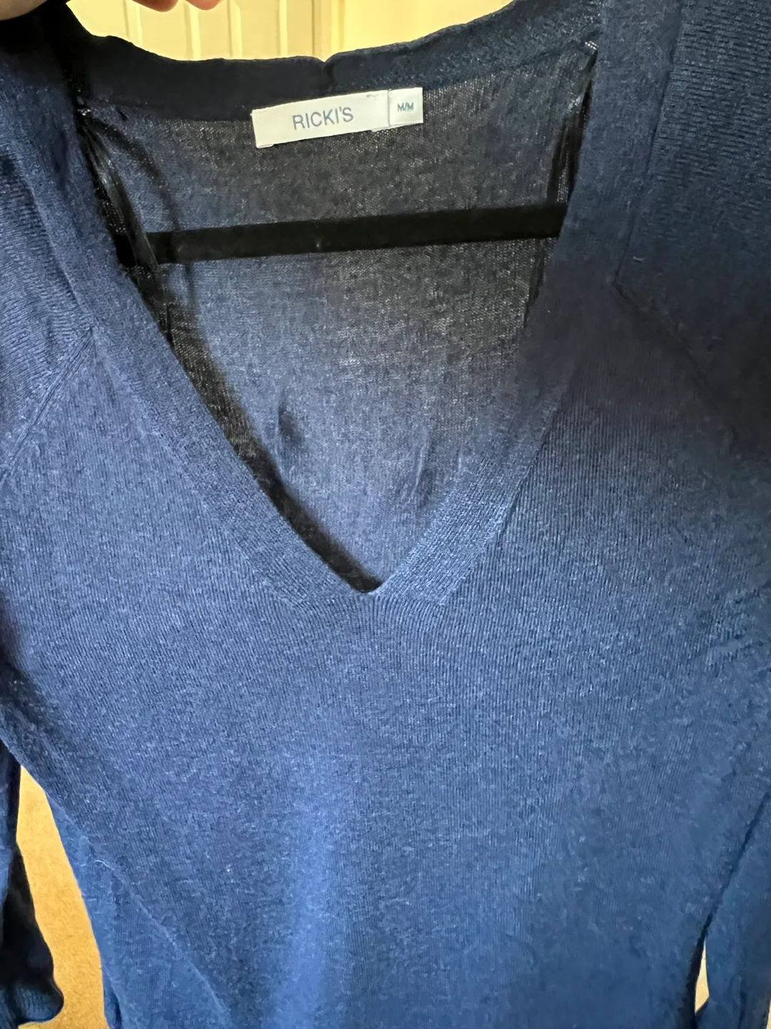 Ricki's Women's Navy Blue V-Neck Sweater - Size M image indicator(6)