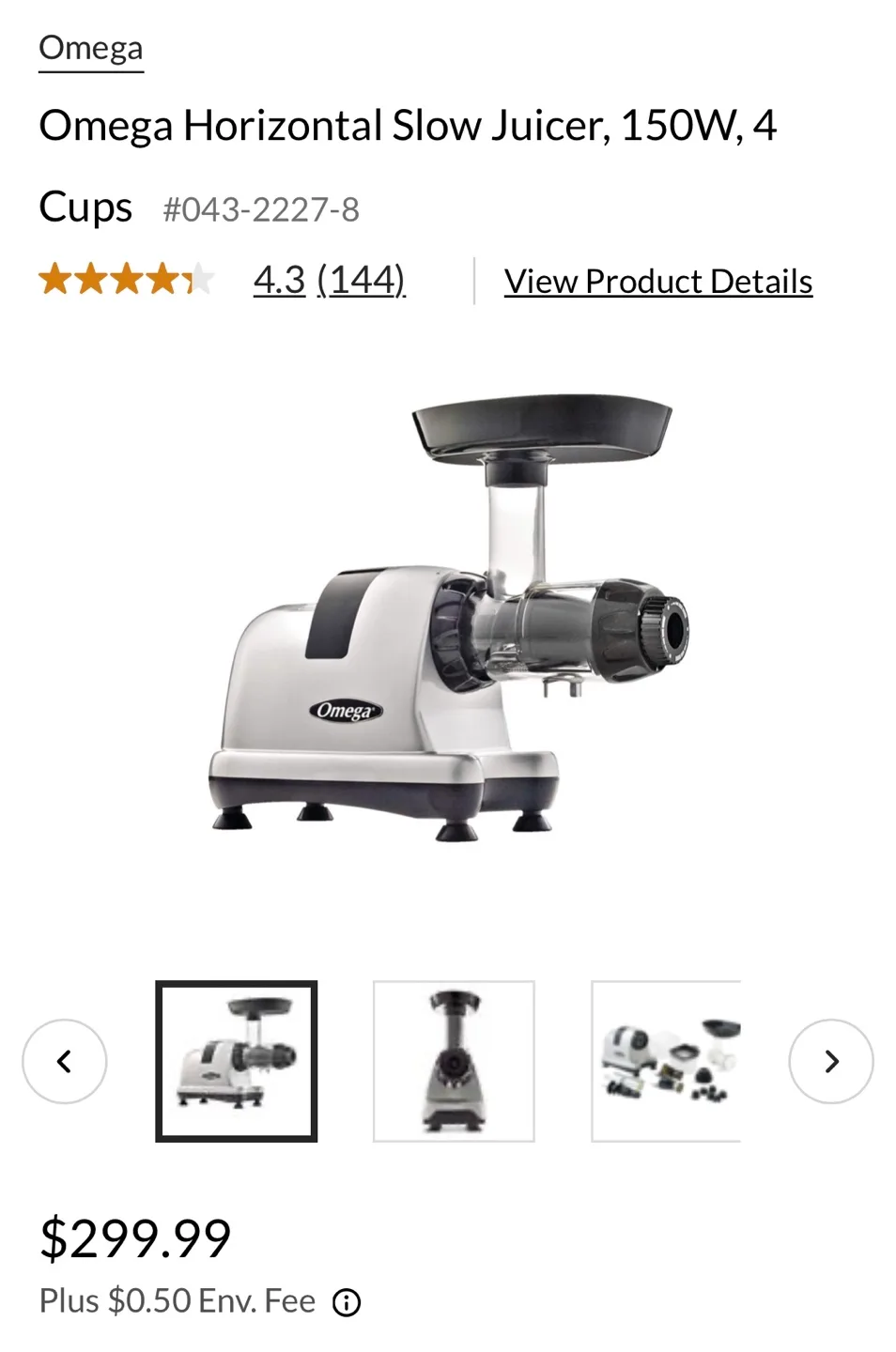 Omega J8007 Nutrition System Low Speed Juicer - Silver image indicator(6)