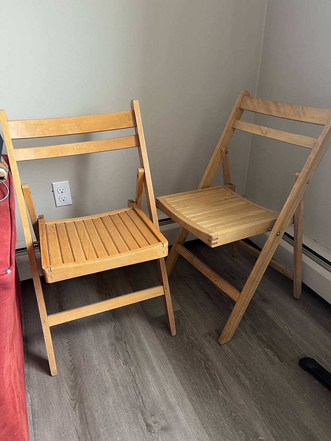 Set of Three Wooden Folding Chairs