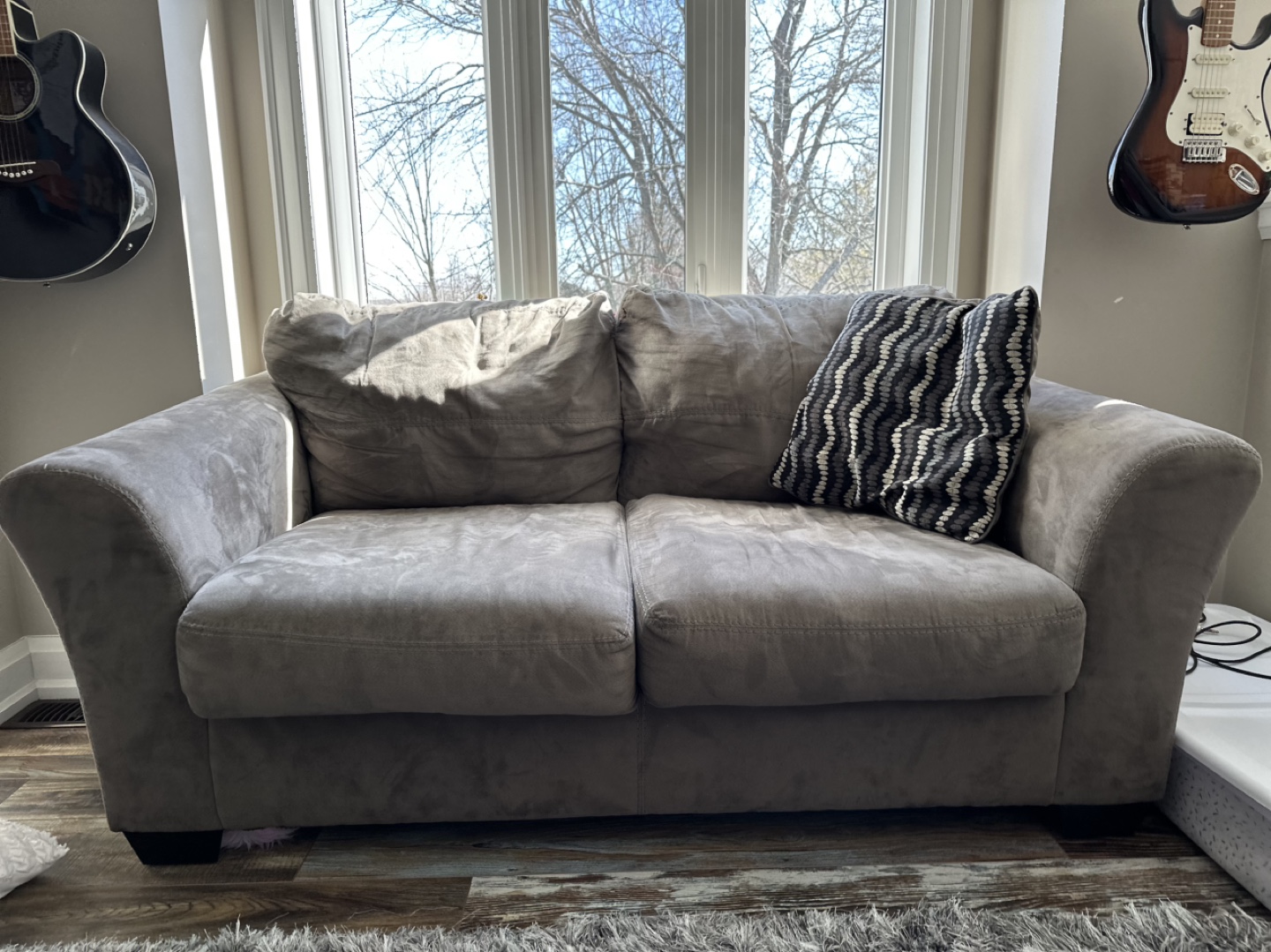 Grey Microfiber Loveseat