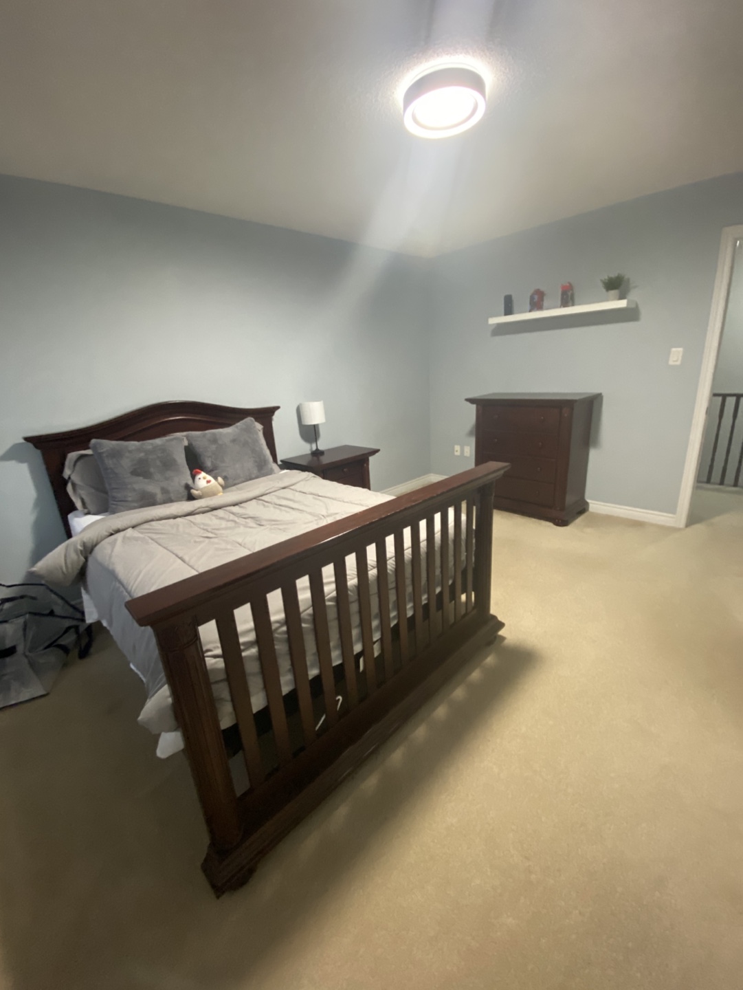 💜Dark brown wooden bed frame set ( double / full bed)