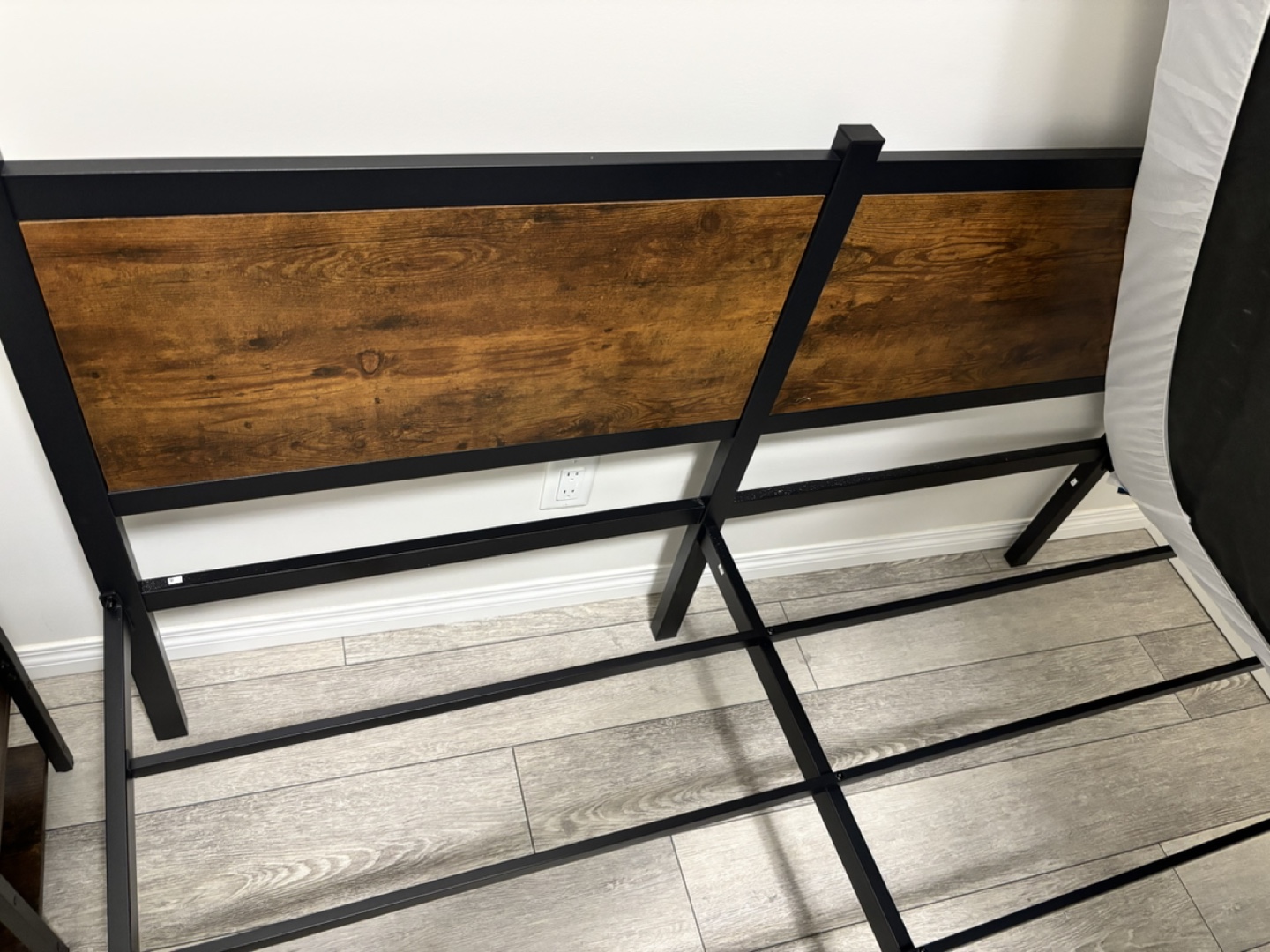 Queen Size Metal Bed Frame and Mattress with Nightstand - photo 4