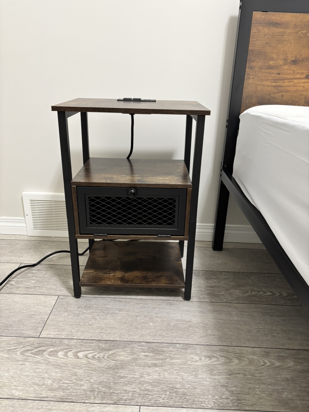 Queen Size Metal Bed Frame and Mattress with Nightstand - photo 2