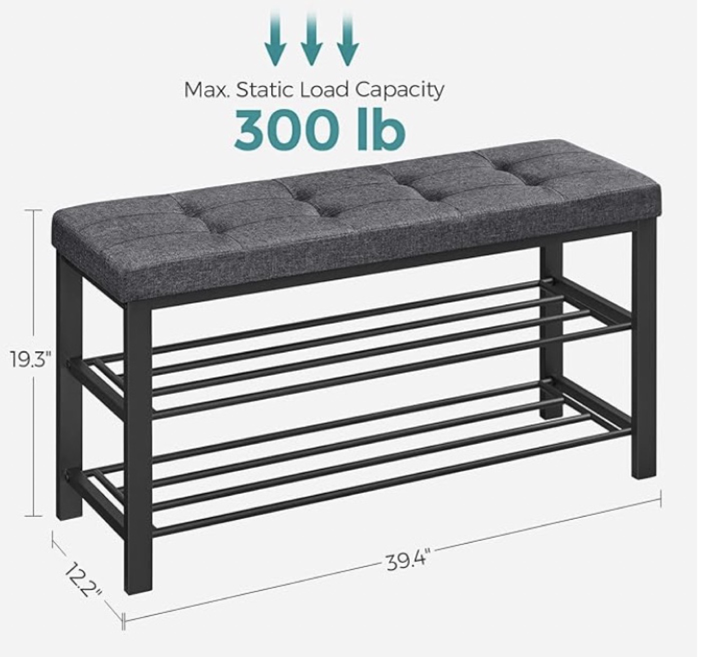 Grey Shoe rack/storage bench