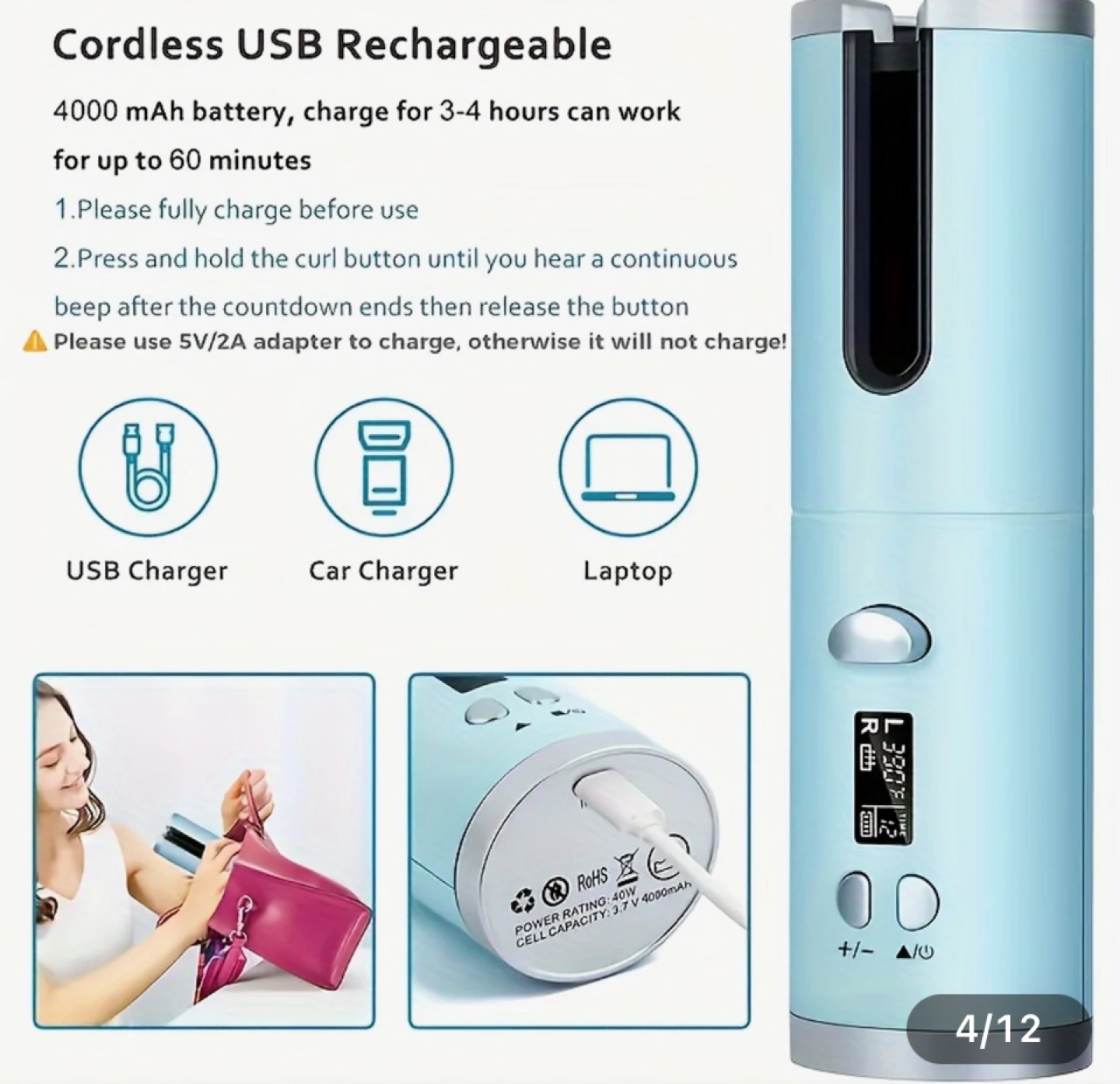 Cordless Automatic Hair Curler - photo 4