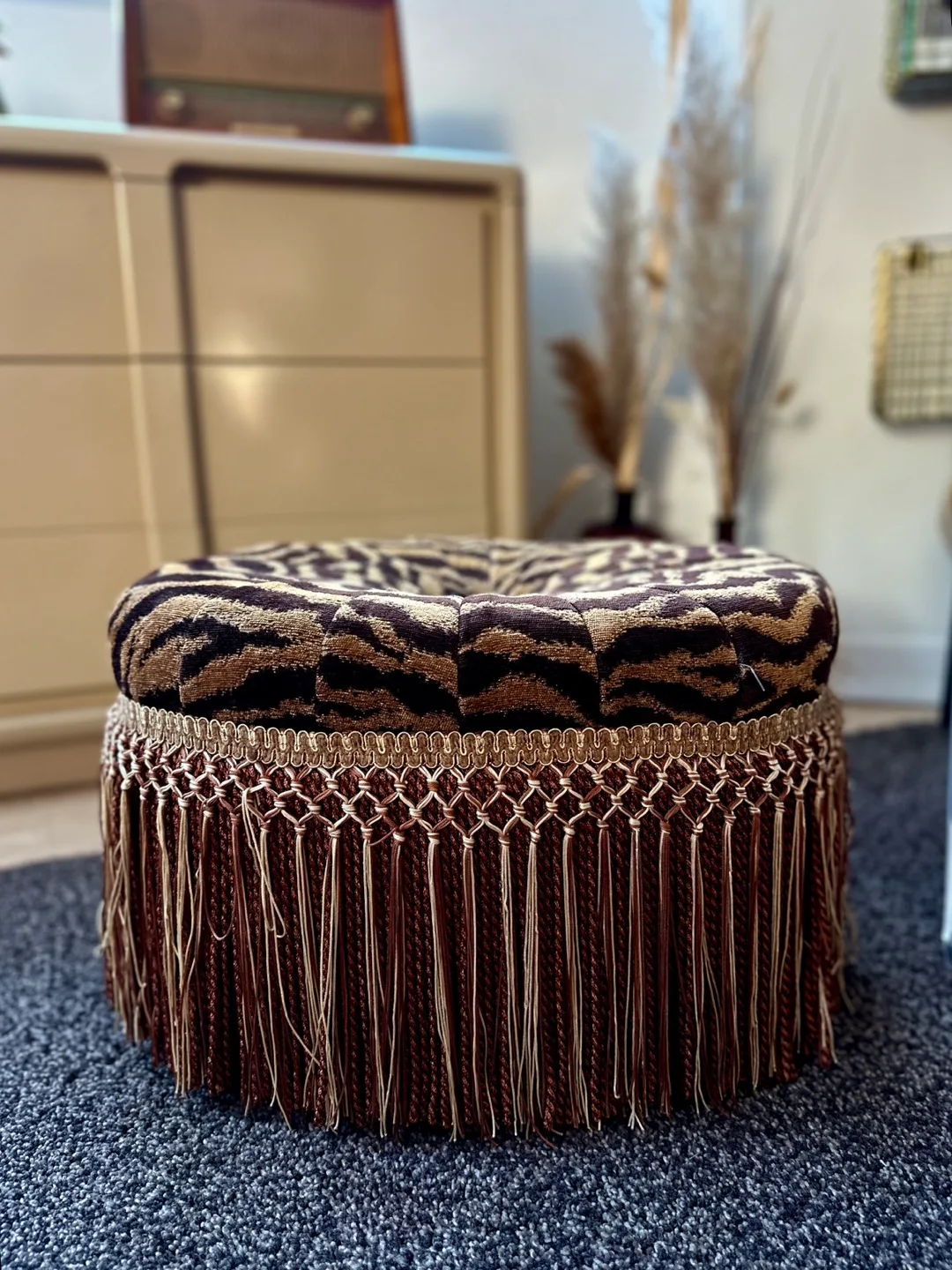 Tiger Fringed Ottoman 🤎 thumbnail