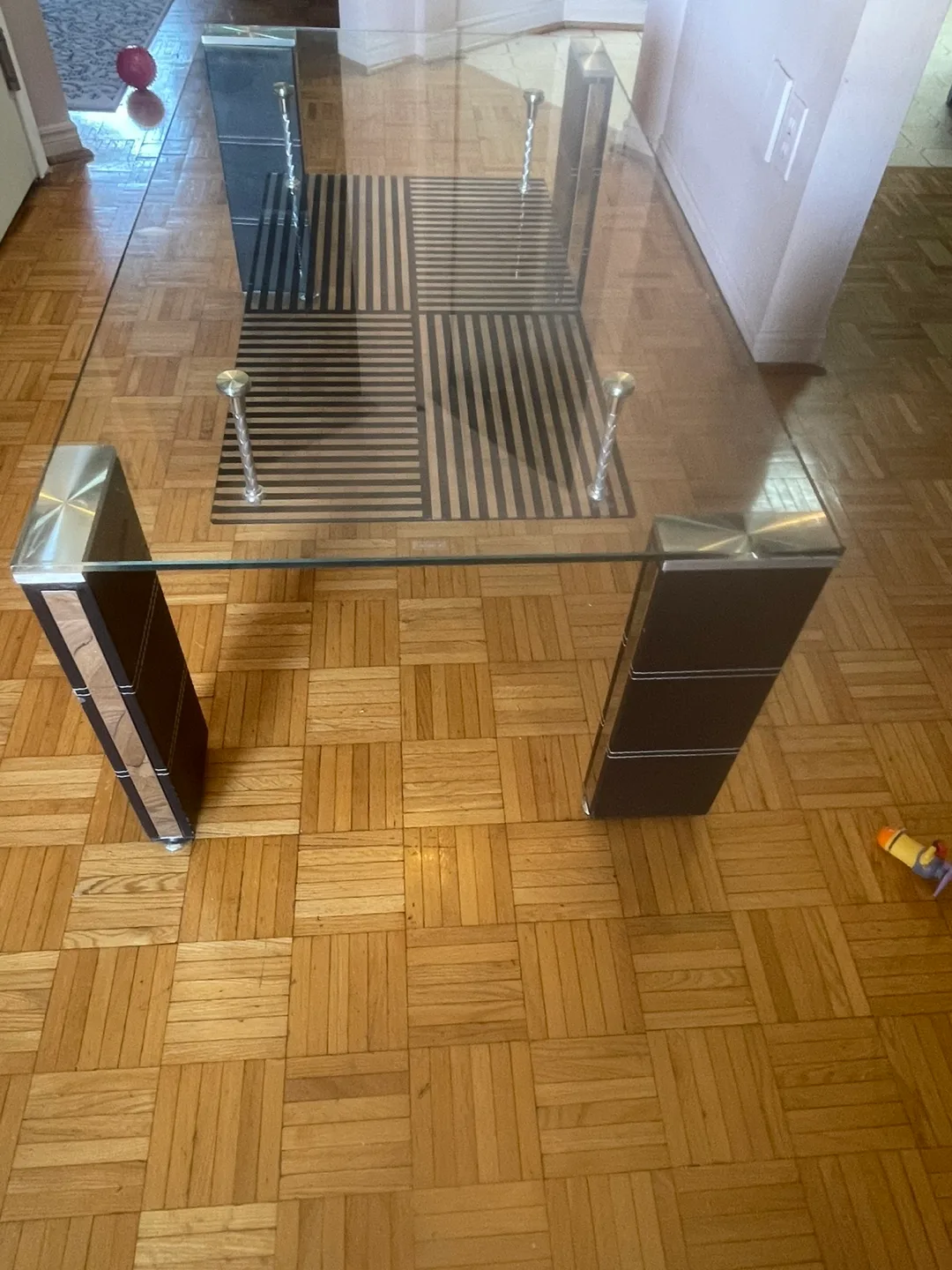 Modern Glass Coffee Table with Black Accents image indicator(2)