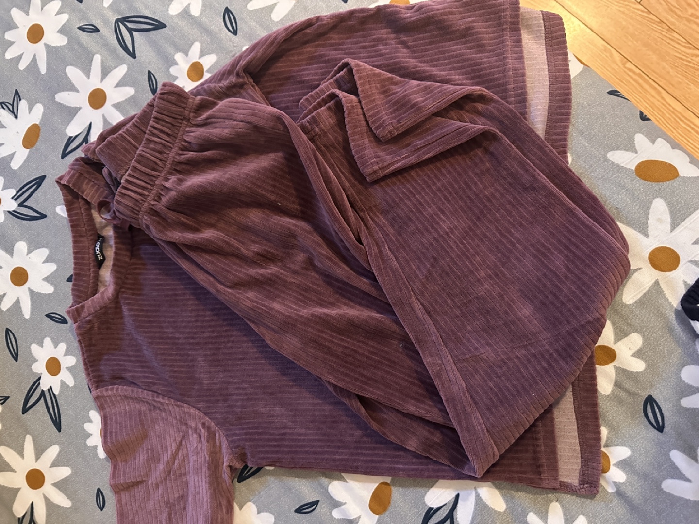 Women's mauve ribbed velour lounge set - photo 3