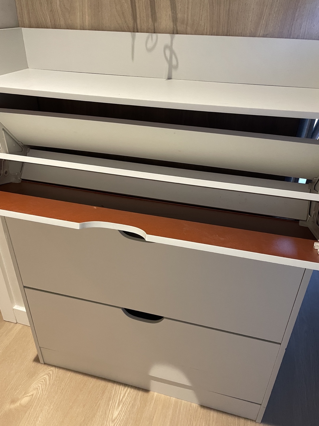 White 3-Drawer Shoe Cabinet with Flip-Up Top - photo 3