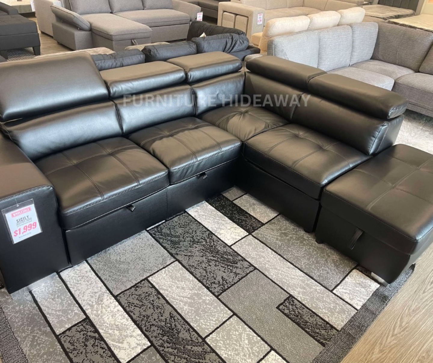 BLACK GENUINE LEATHER SLEEPER COUCH FOR ONLY $1,999‼️😱 - photo 2