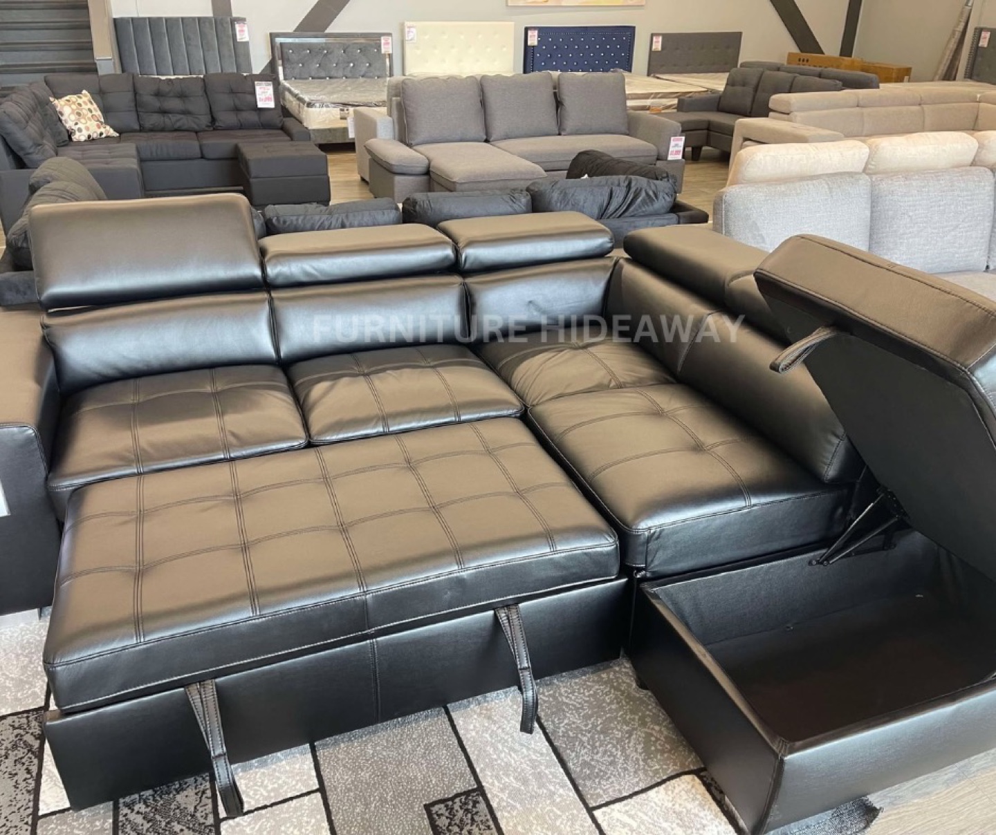 BLACK GENUINE LEATHER SLEEPER COUCH FOR ONLY $1,999‼️😱 - photo 5