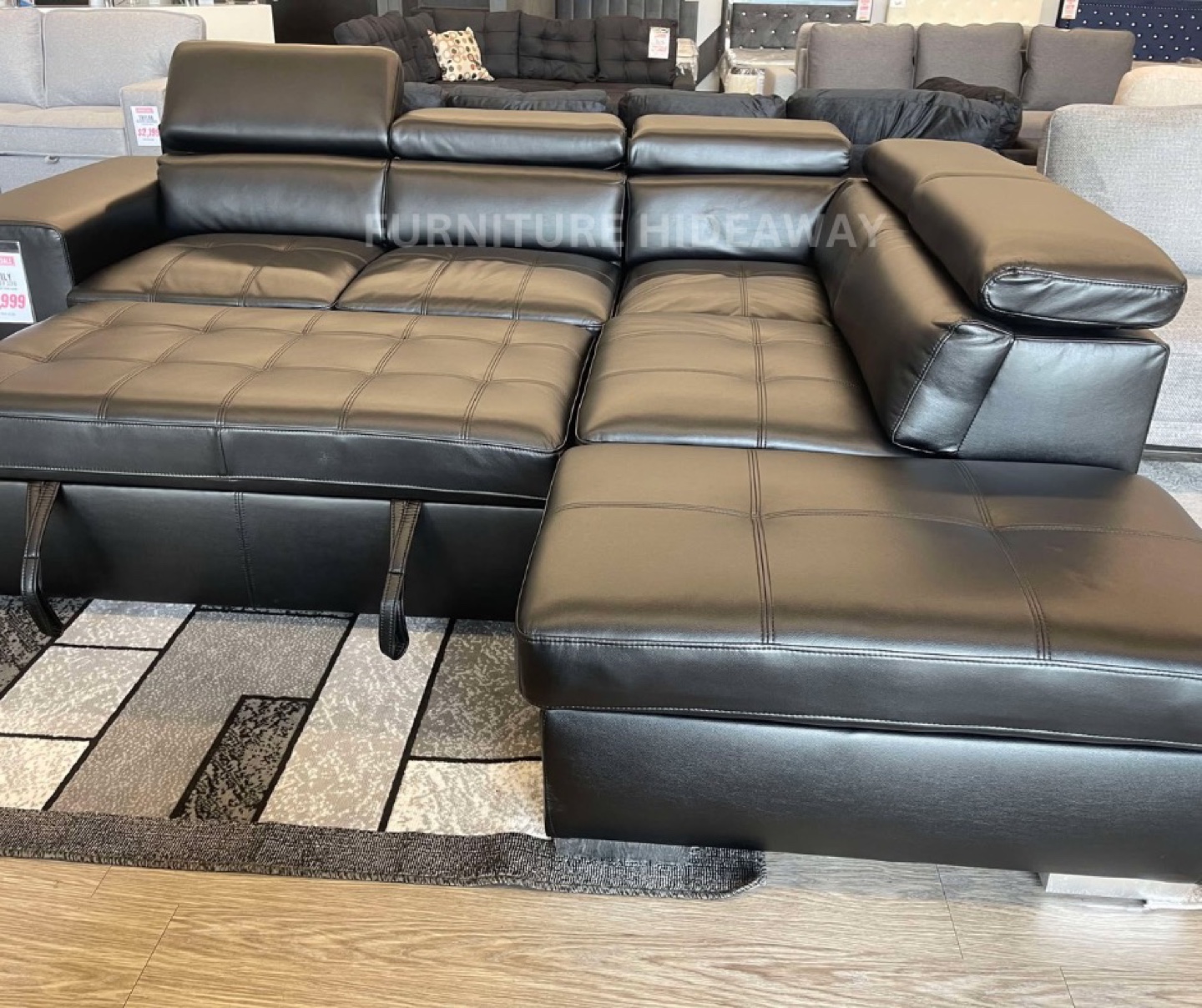 BLACK GENUINE LEATHER SLEEPER COUCH FOR ONLY $1,999‼️😱 - photo 4