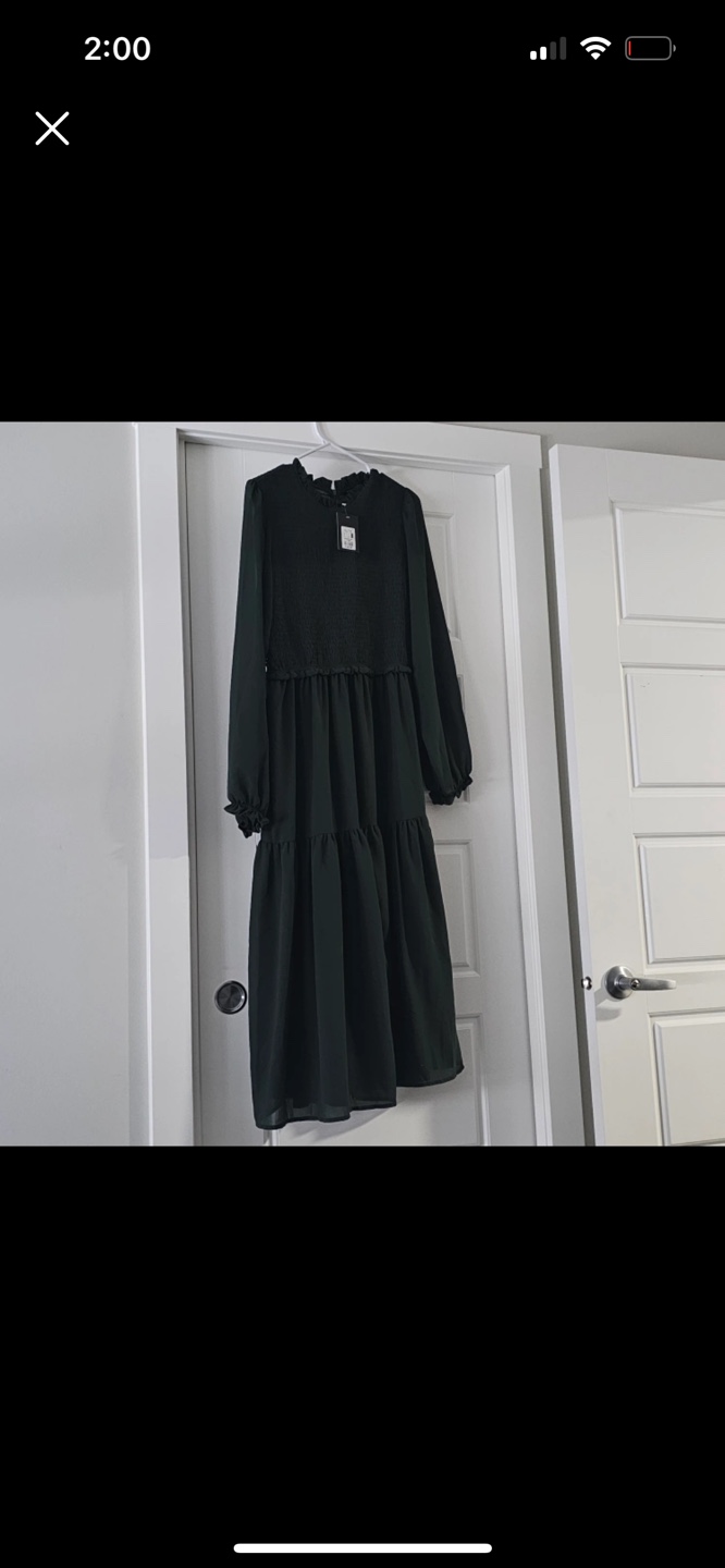 Forever 21 Green Smocked Midi Dress - Size XL/TG