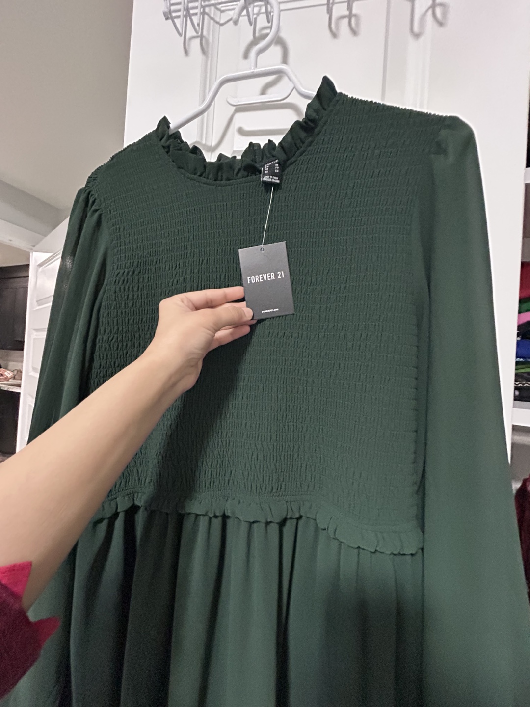 Forever 21 Green Smocked Midi Dress - Size XL/TG - photo 3