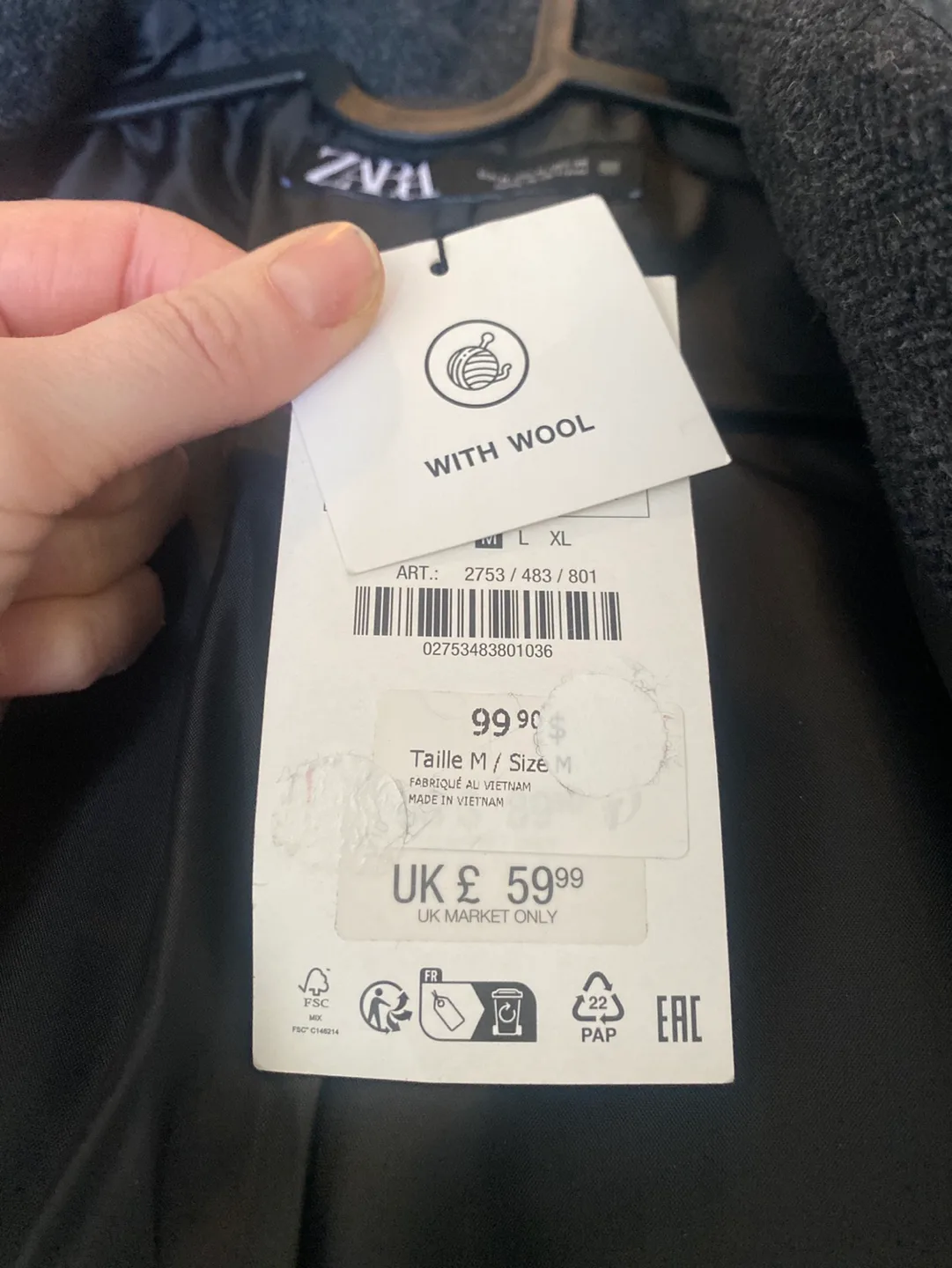 Zara Women's Grey Herringbone Blazer - Size M image indicator(5)