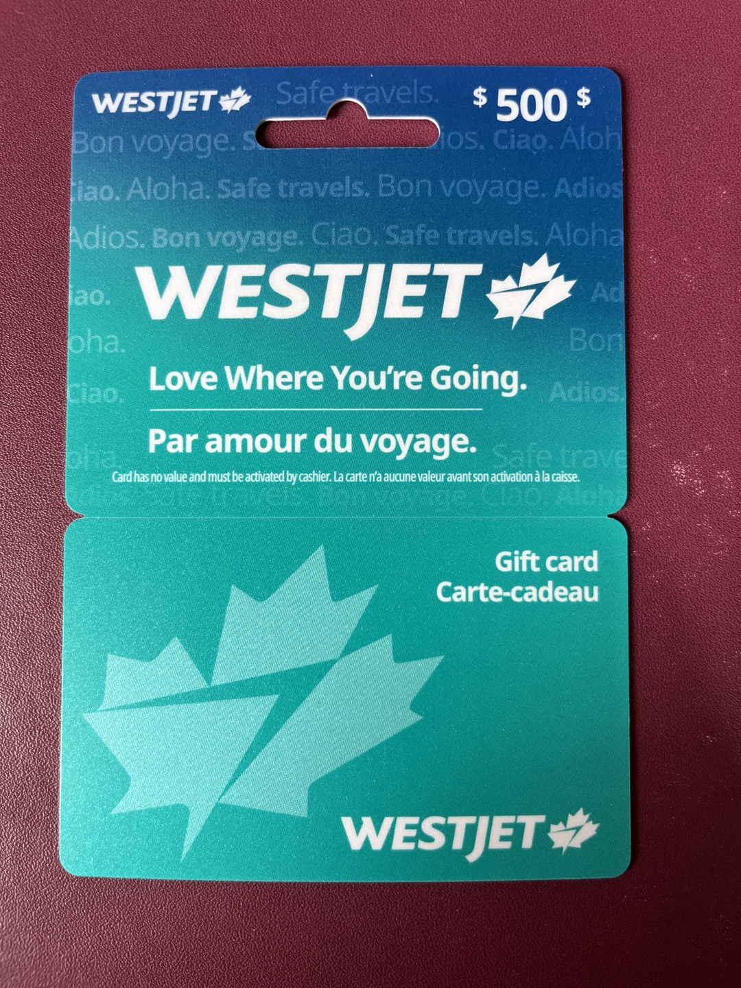 $500 WestJet Gift Card