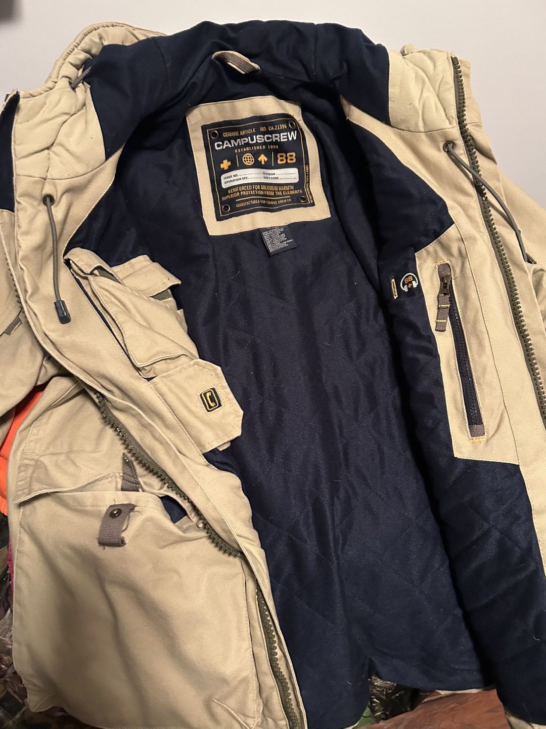 Campus Crew Men's Beige Winter Jacket - Size XL - photo 3