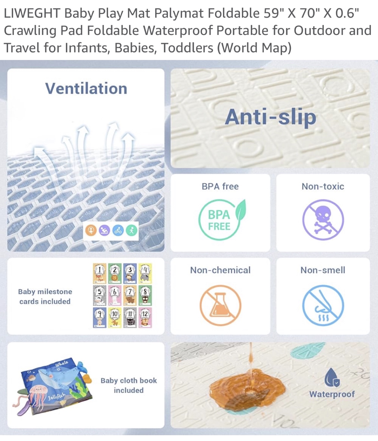 LIWEGHHT Foldable Baby Play Mat - World Map Design - photo 5