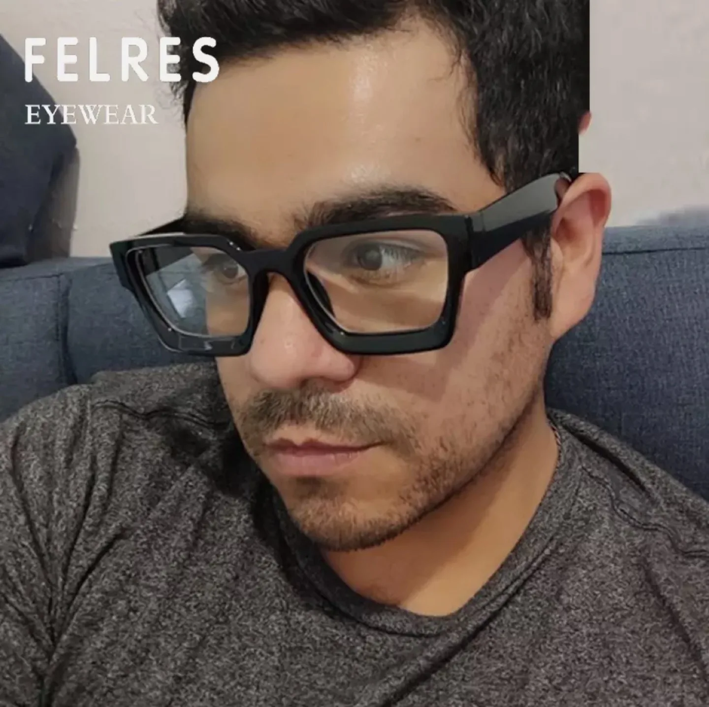 Felres - Thick Full Square Frame Anti Blue Light Reading Glasses image indicator(8)